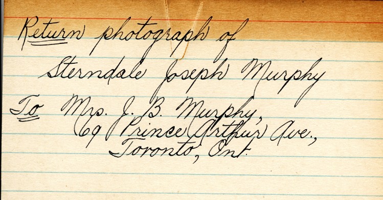 Photograph Return Address Card of Murphy
