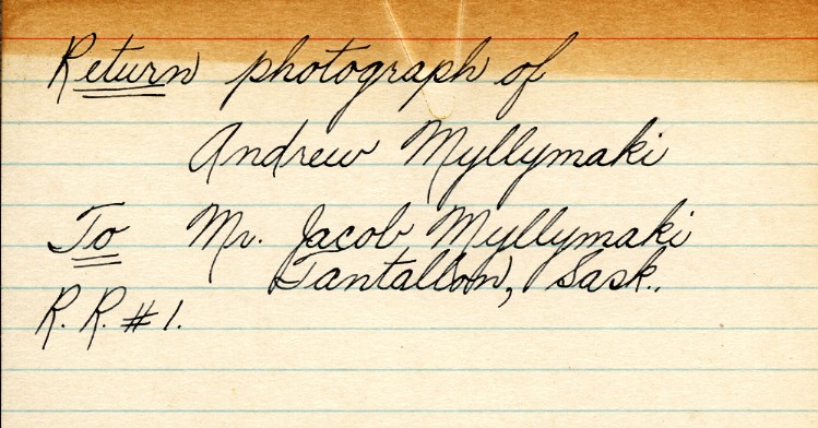 Photograph Return Address Card of Myllymaki