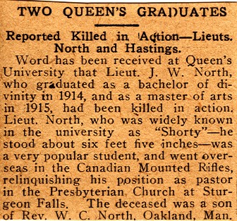 News Clipping Reporting Death of North