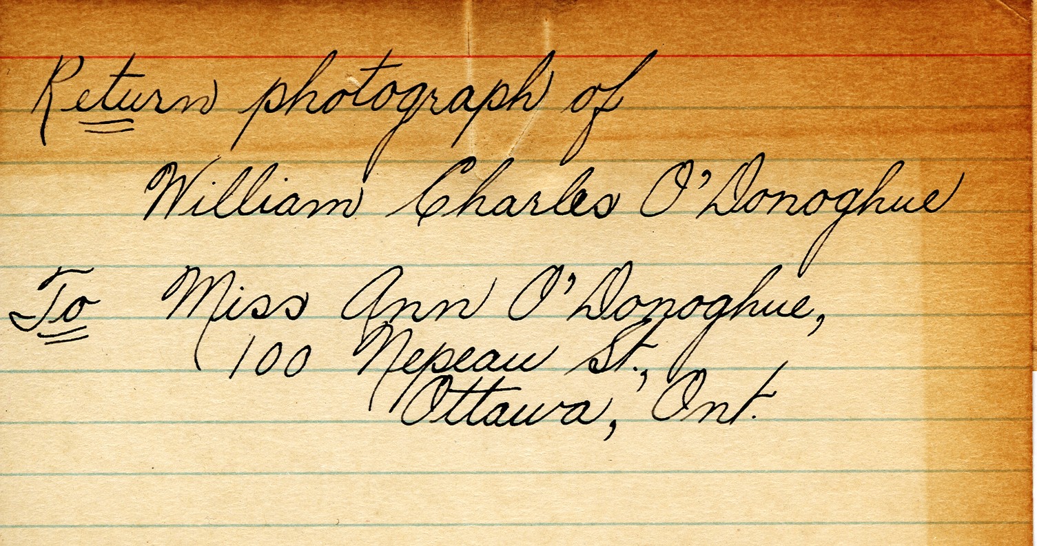 Photograph Return Address Card of O'Donoghue