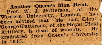 News Clipping Reporting Death of Patterson
