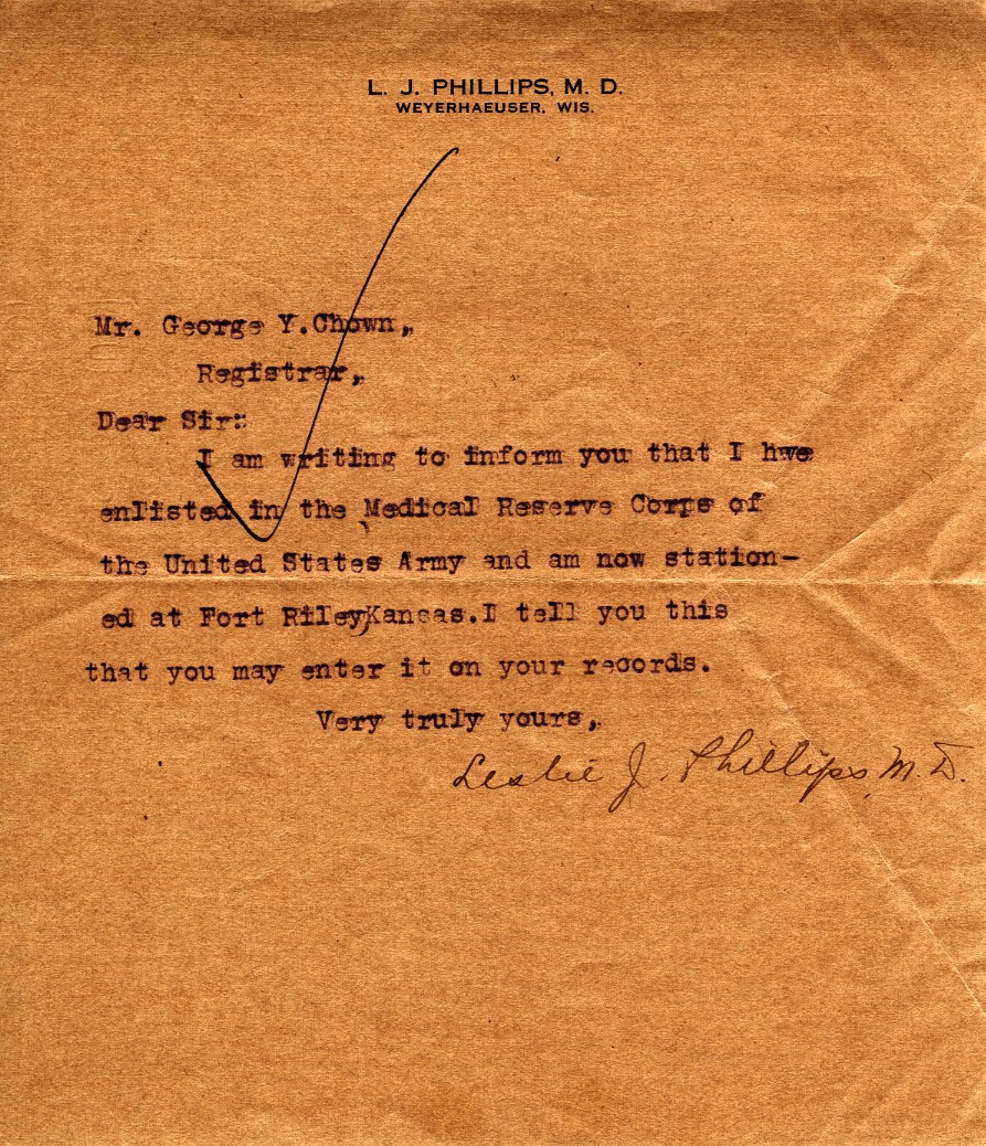 Letter from Leslie James Phillips to Mr. George Y. Chown, 