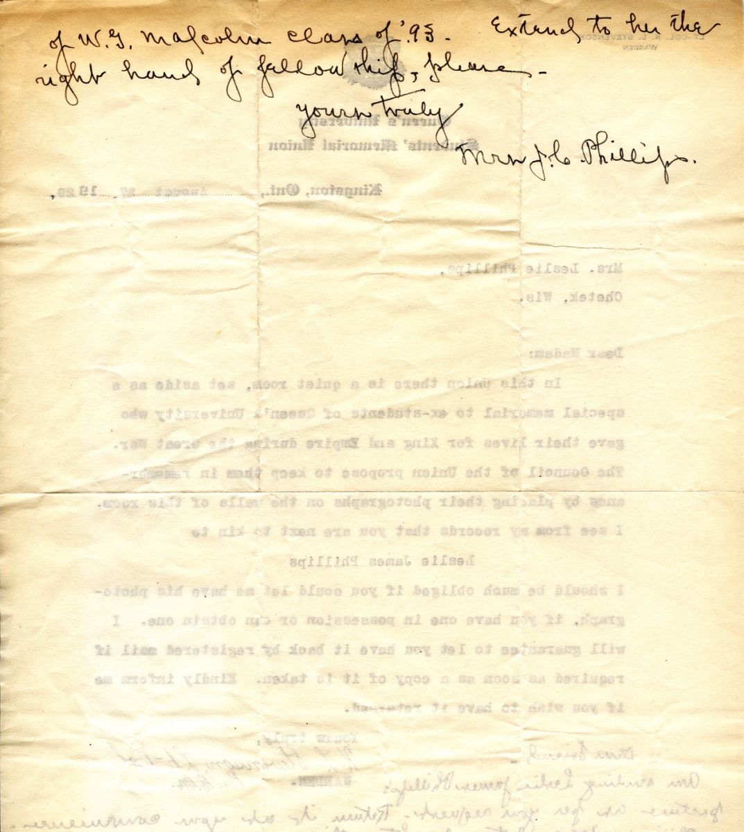Letter from the Warden to Mrs. Leslie Phillips, 27th August 1929, Page 2