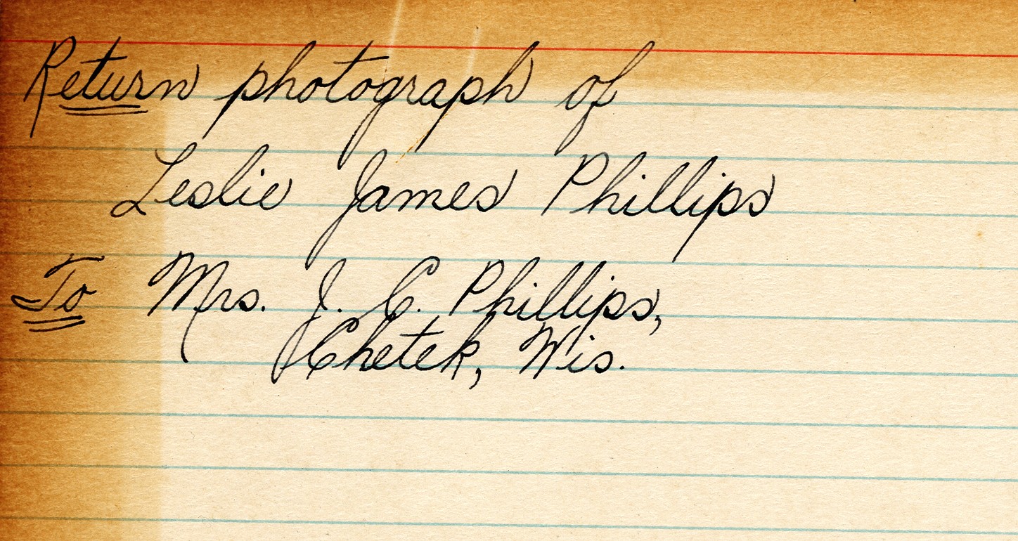 Photograph Return Address Card of Phillips