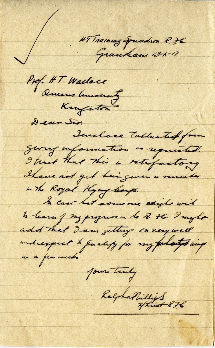 Letter from Ralph Phillips to Professor H.T. Wallace, 13th June 1917