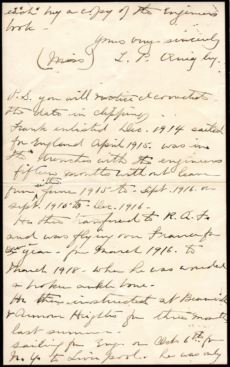 Letter from L.P. Quigley to Mr. McKay, 31st December 1918, Page 2