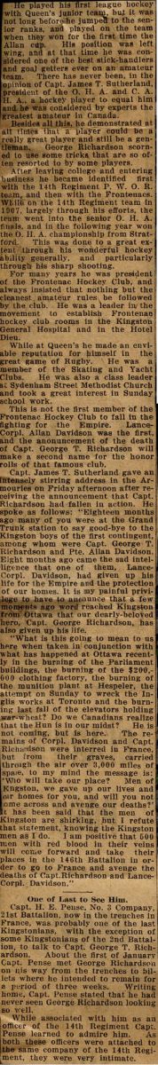 News Clipping Reporting Death of Richardson, Page 2