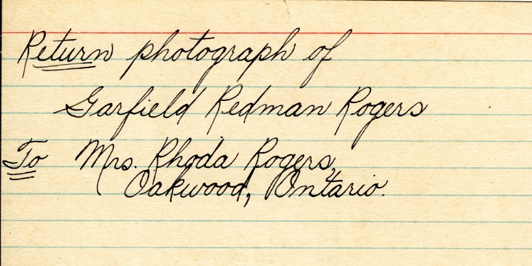 Photograph Return Address Card of Rogers