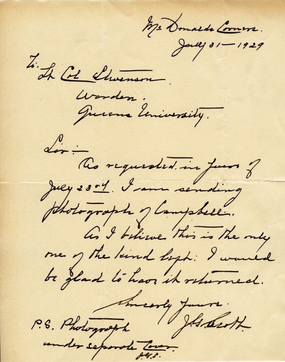 Letter from J.G. Scott to Lt. Col. K.L. Stevenson, 31st January 1929