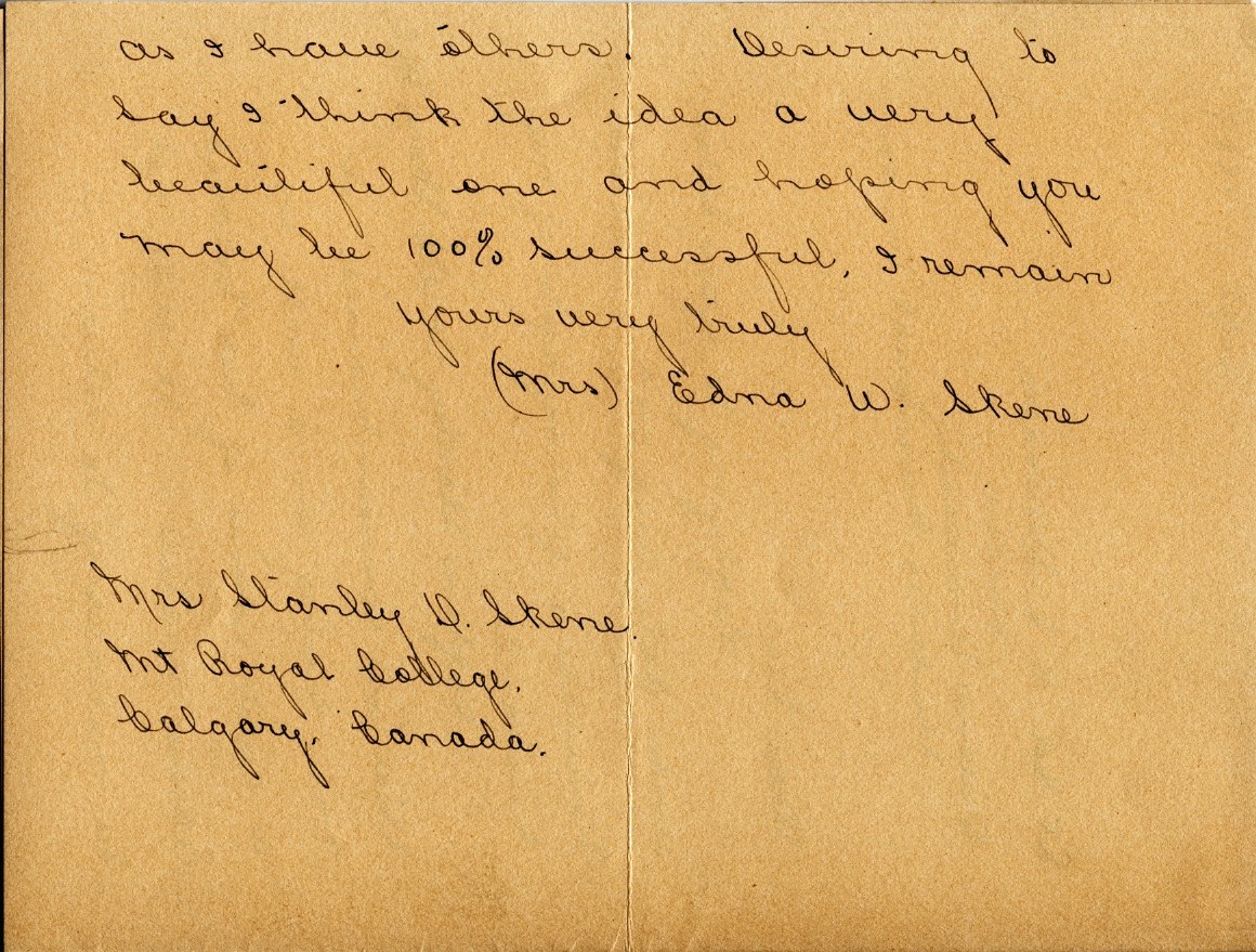 Letter from Mrs. Stanley D. Skene to Lt. Col. K.L. Stevenson, 11th April 1929, Page 2