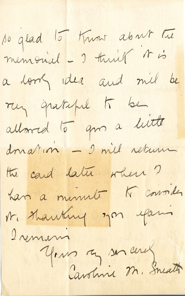 Letter from Caroline M. Sneath to Dock Taylor, 15th May 1920, Page 2