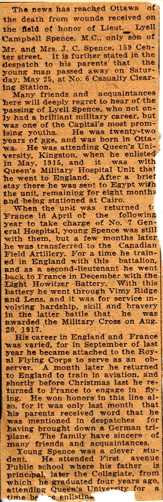 News Article Reporting Spence Receiving the Military Cross, Page 2