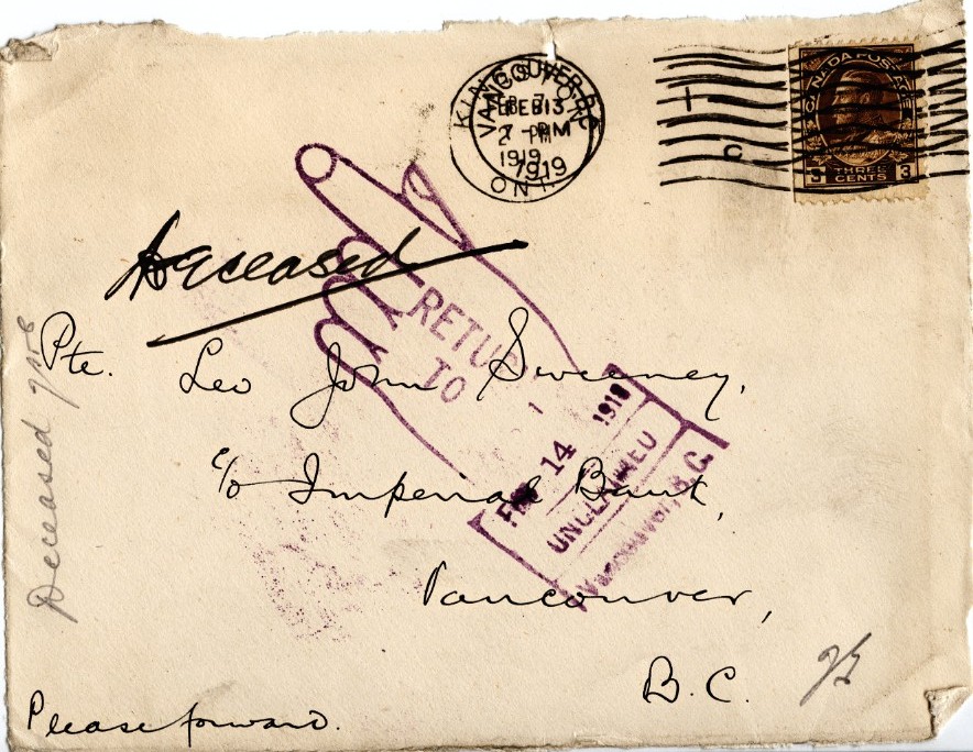 Post Card Addressed to Leo John Sweeny