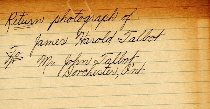 Photograph Return Address Card of Talbot