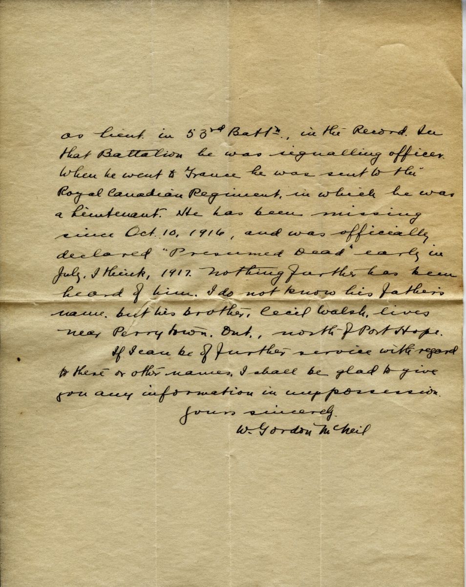 Letter from W. Gordon McNeil to Professor H.T. Wallace, 5th January 1919, Page 2