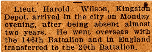 News Clipping Reporting Arrival of Wilson