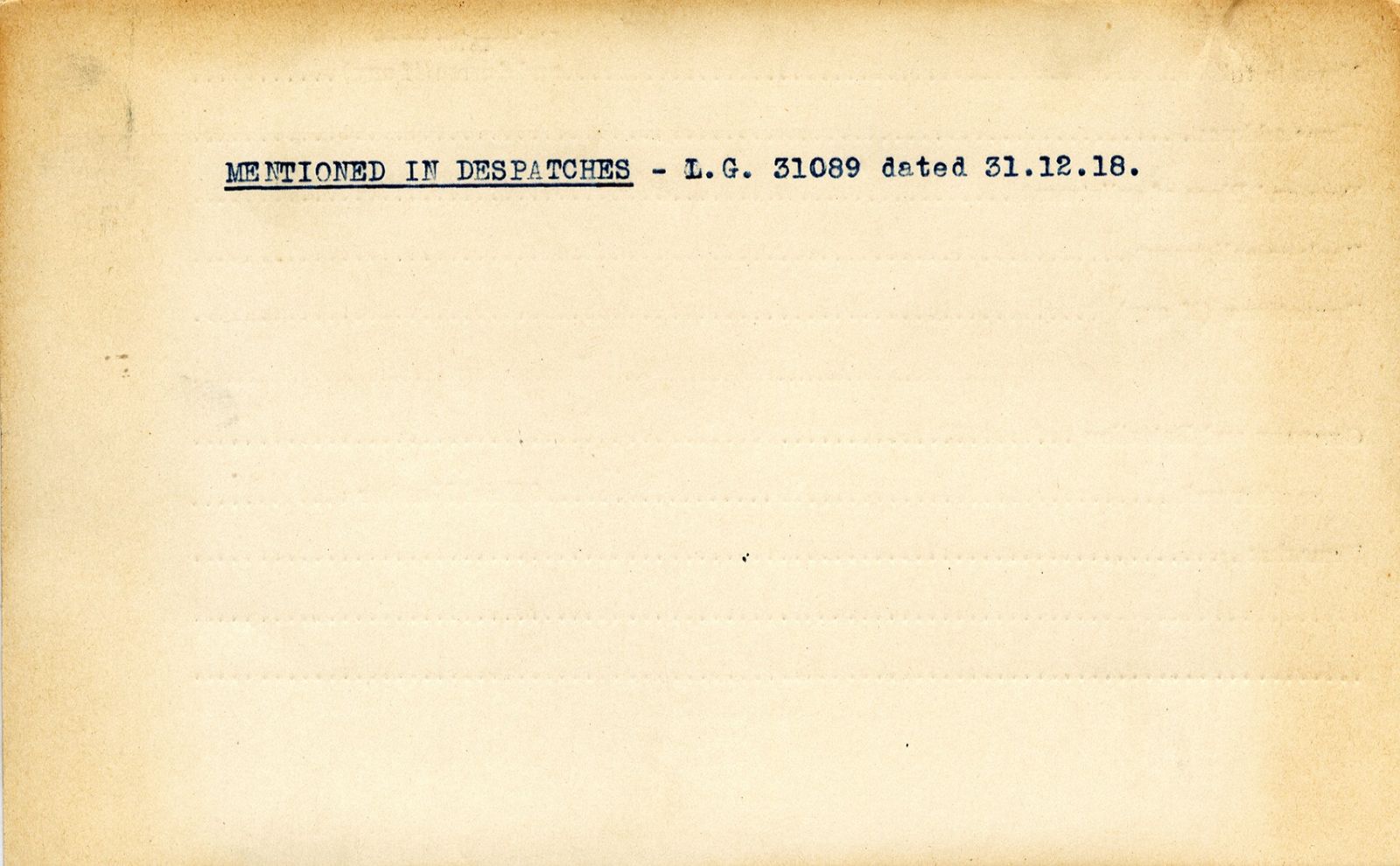 University Military Service Record of Wilson, Back Page