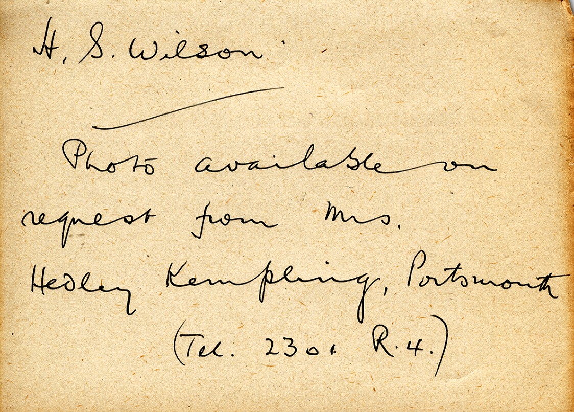 Card With Information Regarding Photograph of Wilson