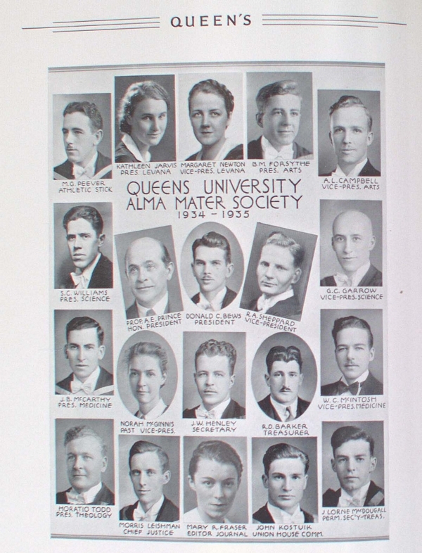 "Photograph of Queen's University Alma Mater Society 1934-1935"