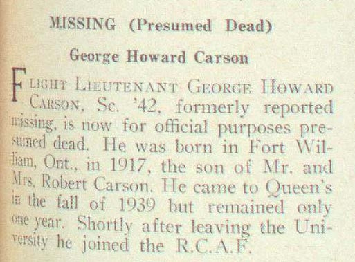 "Newsclipping of George Howard Carson"