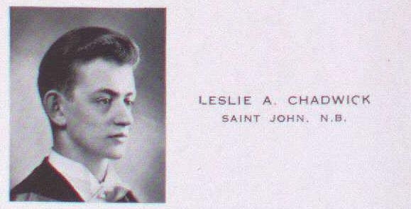 "University card for Leslie Anwyl Chadwick"