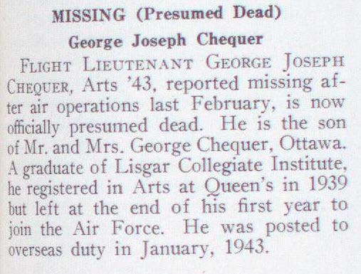 "Newsclipping of Missing George Joseph Chequer"