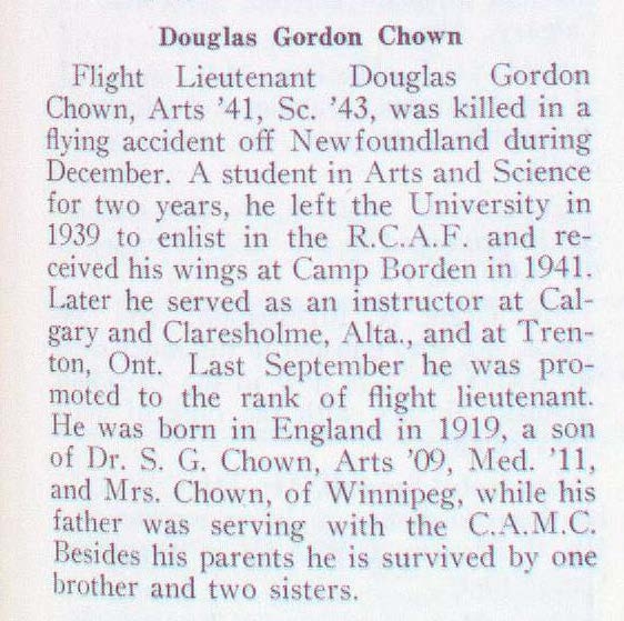 "Newclipping of Douglas Gordon Chown"