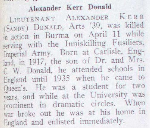 "Newsclipping of Alexander Kerr (Sandy) Donald"