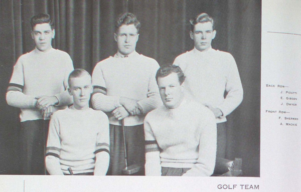 "Group photograph of the golf team"