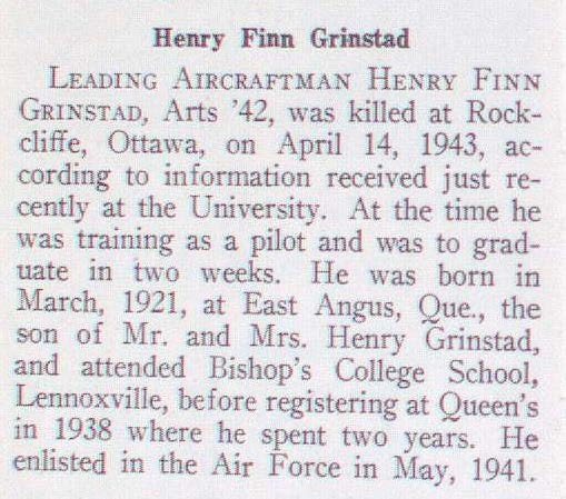 "Newsclipping of Henry Finn Grinstad"