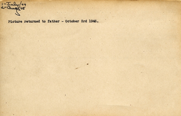 "Service card for James Earl Hoover page 2"
