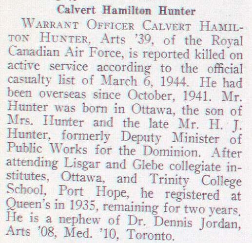 "Newsclipping of Calvert Hamilton Hunter"