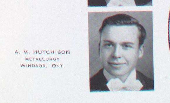 "University card for Alick Matheson Hutchison"
