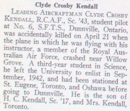 "Newsclipping of Clyde Crosby Kendall"