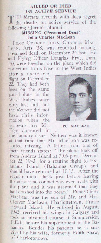 "Newsclipping of John Charles MacLean"