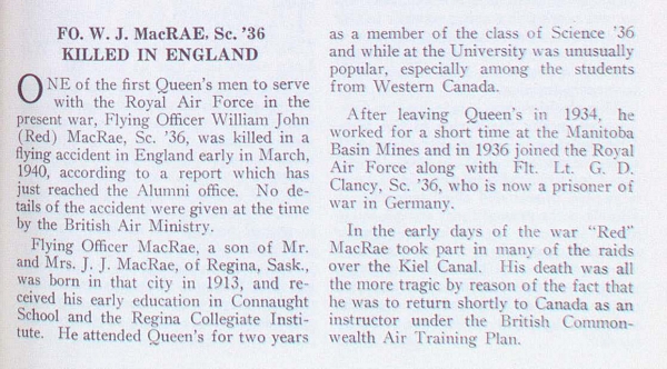 Queen's Review article about William MacRae