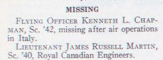Notice about James Russell Martin missing in action