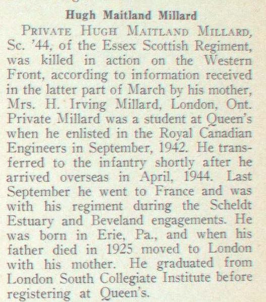 "Newsclipping of Hugh Maitland Millard"