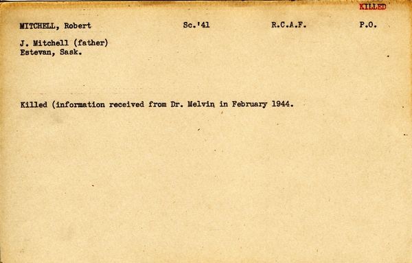 "Service card for Robert Mitchell page 1"
