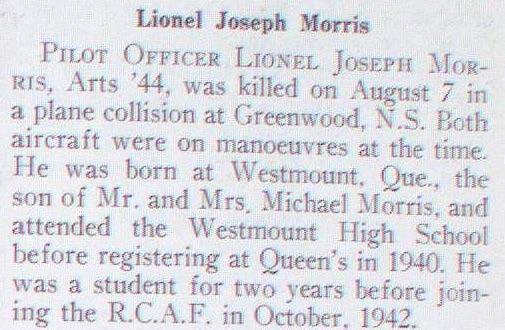 "Newsclipping of Lionel Joseph Morris"