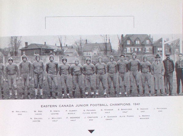 "Group photograph of Eastern Canada Junior Football Champions 1941"