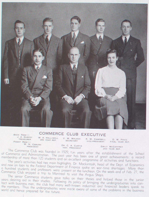 "Group photograph of Commerce Club Executive"