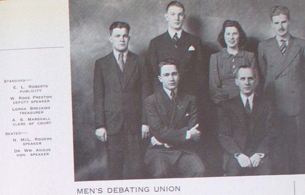 "Group photograph of Men's Debating Union"