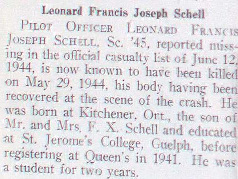"Newsclipping of Leonard Francis Schell"