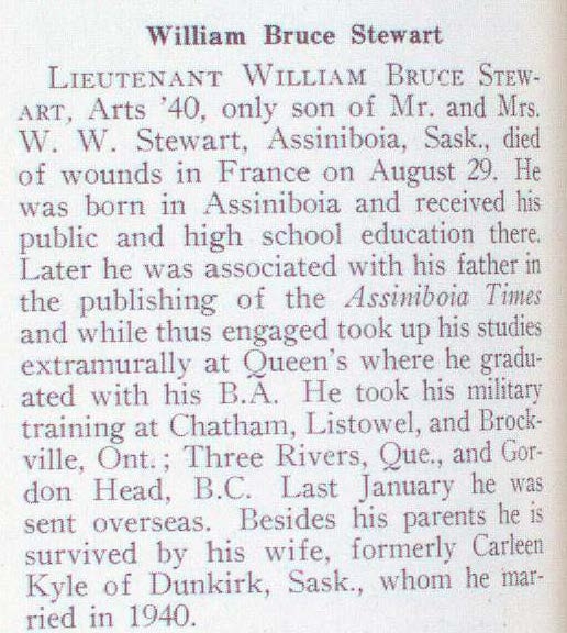 "Newsclipping of William Bruce Stewart"