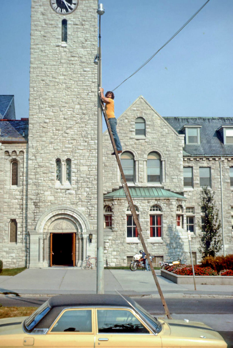 Frosh Week 1974 - Attaching a wire