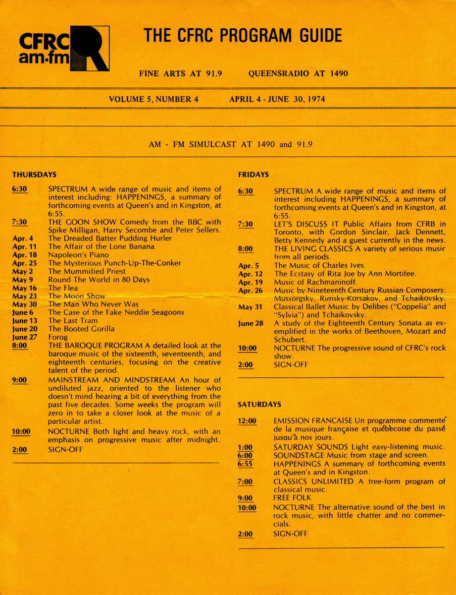 Program Guide, 1974
