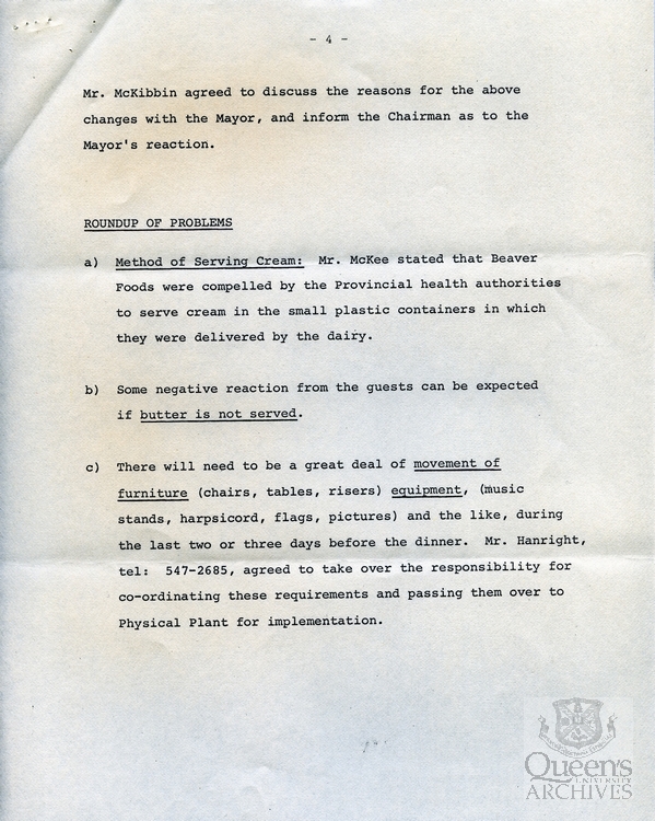Royal Visit, Leonard Hall Dinner Committee Minutes,13 June 1973, Page 4