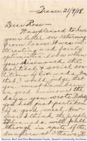 Letter from Don Mackenzie to Rose, page 1