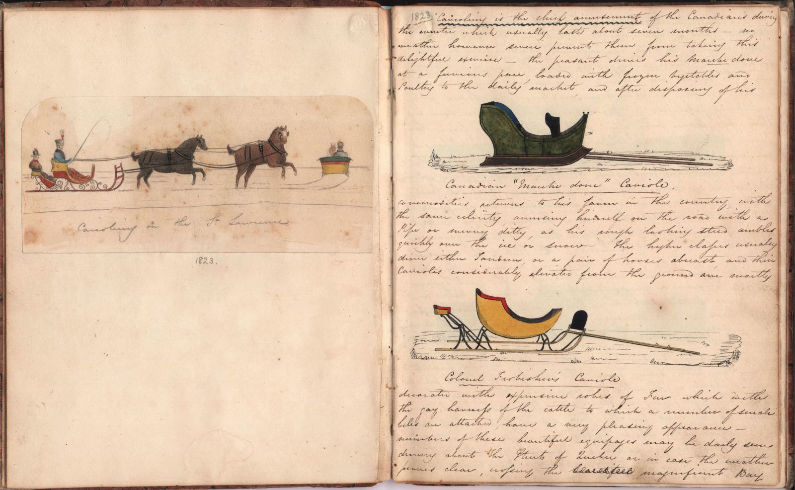 drawings of a sleigh from the Stretton Journal